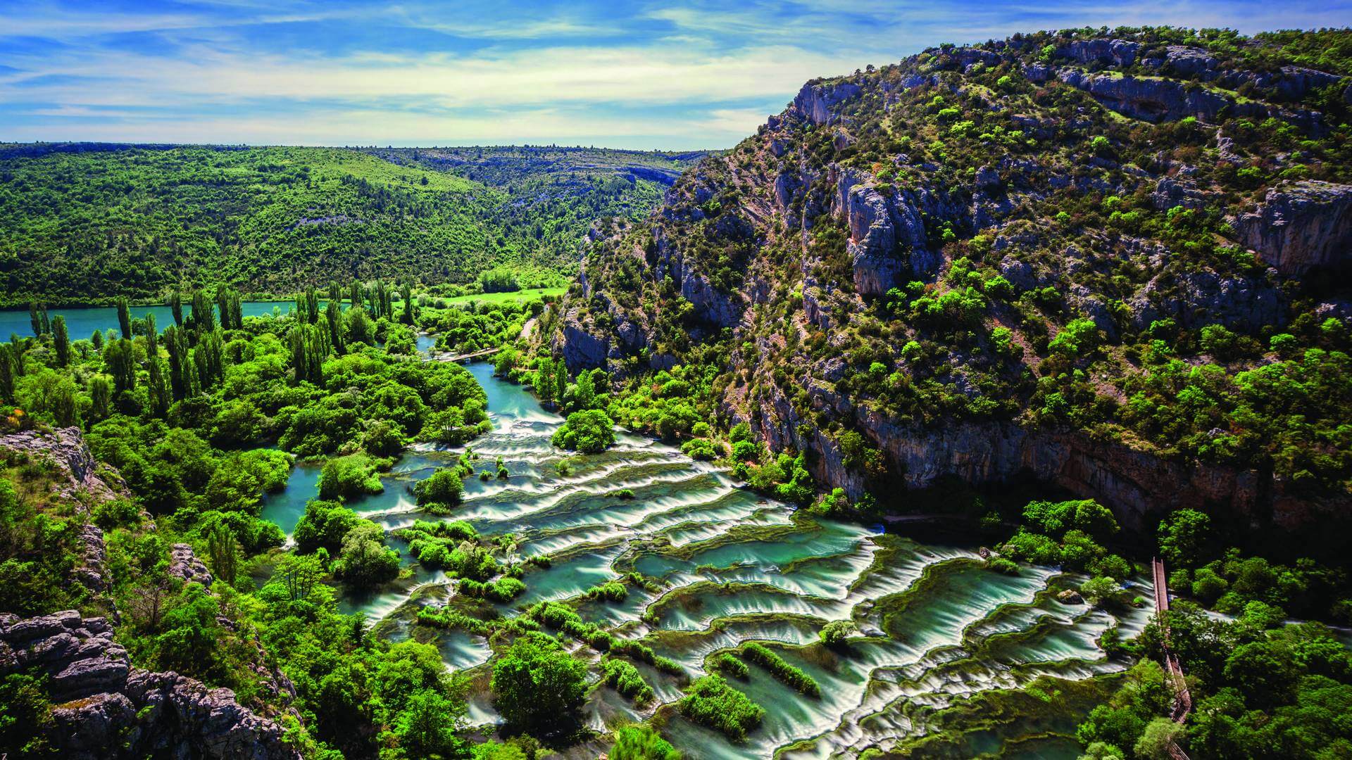 Beautiful landscape full of green trees and interesting relief formations