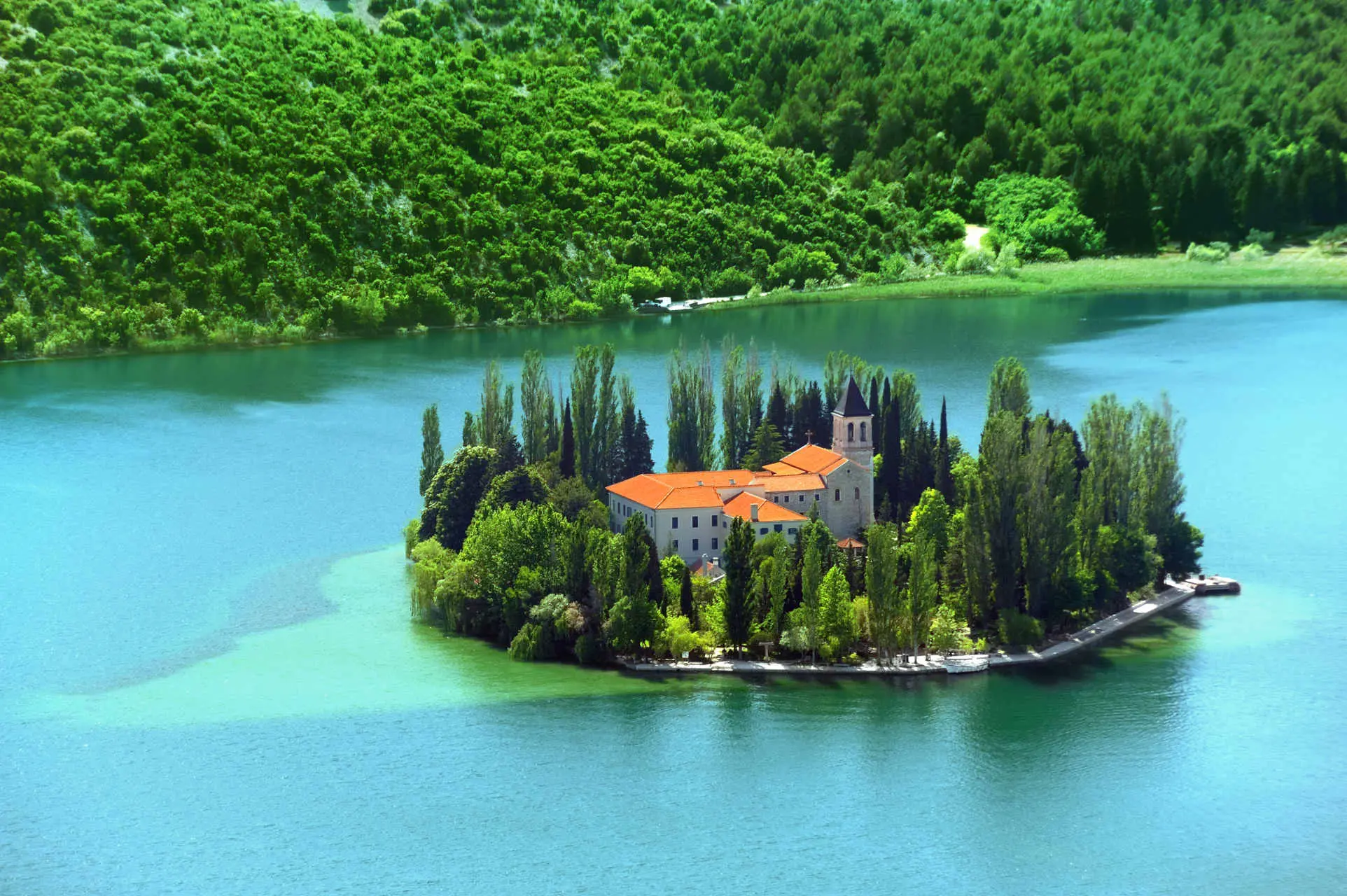 Small monastery in Visovac in Croatia